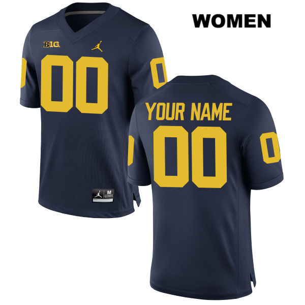 Women's NCAA Michigan Wolverines Custom #00 Navy Jordan Brand Authentic Stitched Football College Jersey XK25Z60ZC
